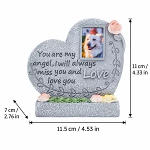 Angel Heart pet memorial plaque exterior dimensions: 11.5 cm wide, 7 cm deep, 11 cm high
