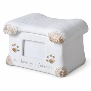 Pet Photo Urn with Bone-Shaped Lid, 1100 ml, front view on white