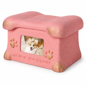 Pet Photo Urn with Bone-Shaped Lid, 1100 ml, pink finish