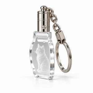 Personalized Cat-Shaped Crystal Photo Keychain, side view