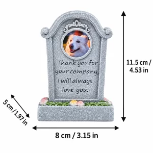 Thank You for Your Company pet memorial plaque exterior dimensions: 8 cm wide, 5 cm deep, 11.5 cm high