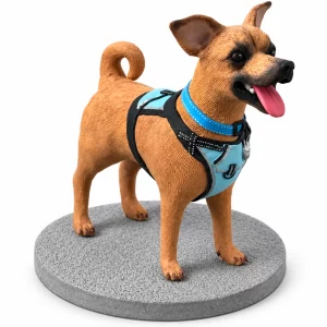 Custom Clay Pet Figurine from Your Photo with Base, front view on white