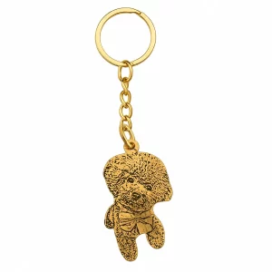 Custom Pet Photo Silhouette Memorial Keychain, gold color