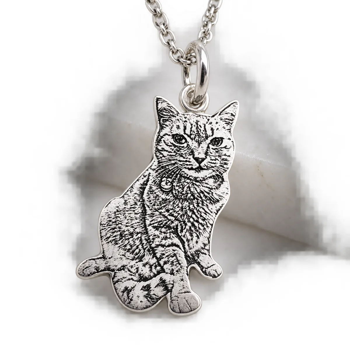 Custom Pet Photo Silhouette Pendant Necklace, close-up detail