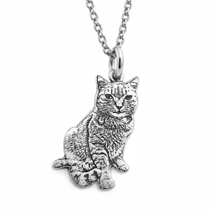 Custom Pet Photo Silhouette Pendant Necklace, front view