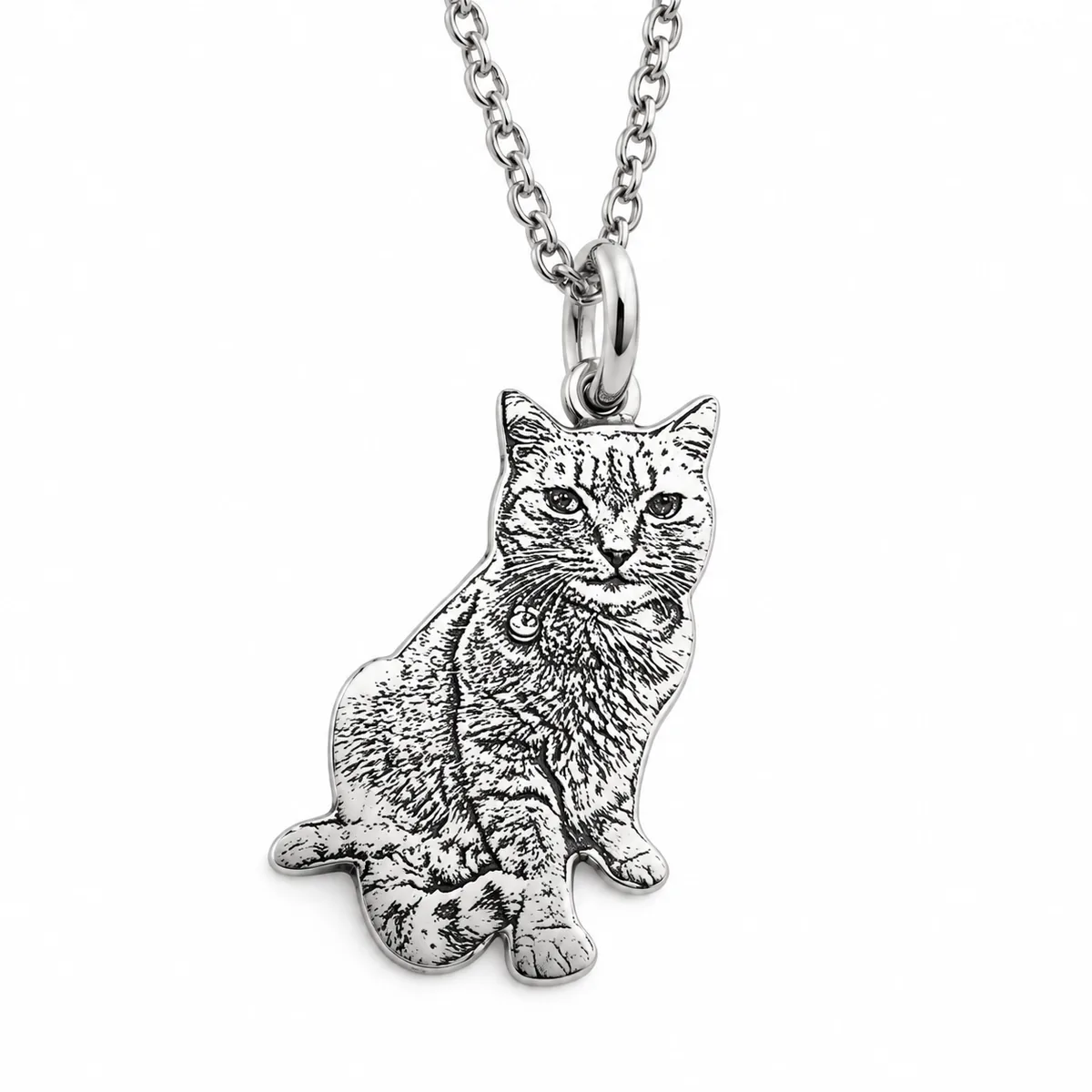 Custom Pet Photo Silhouette Pendant Necklace, front view