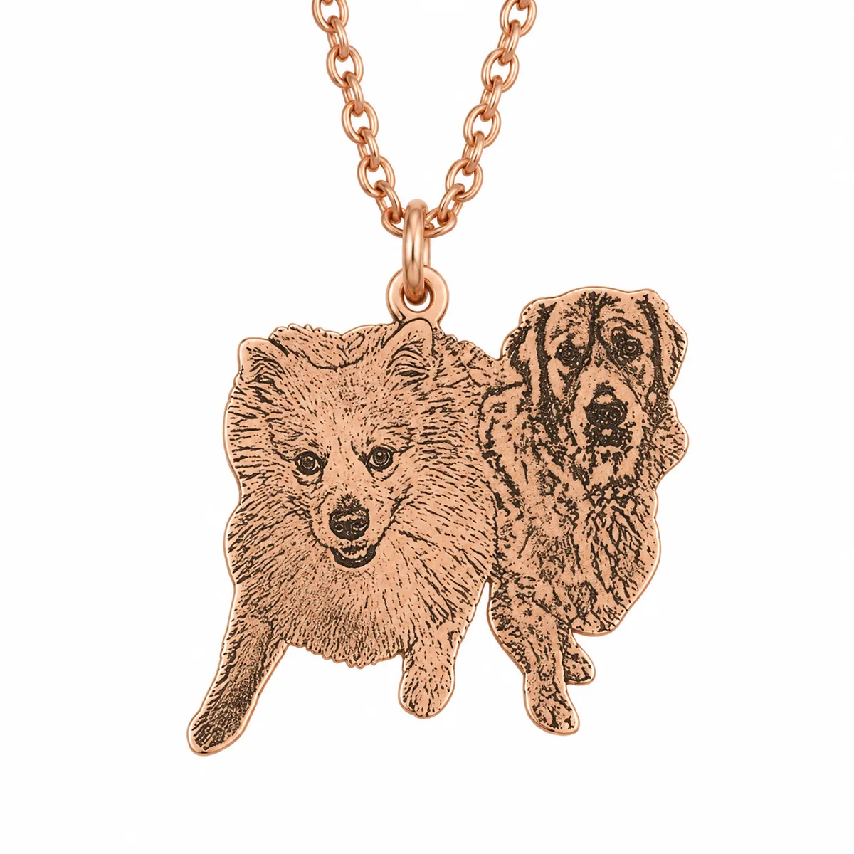 Custom Pet Photo Silhouette Pendant Necklace, rose gold color