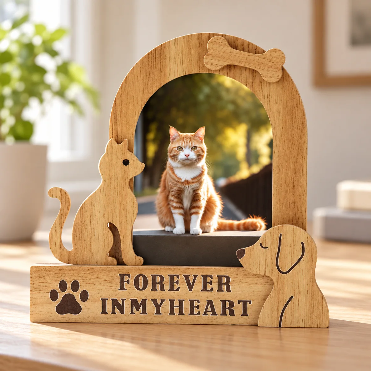 Forever in My Heart Pet Memorial Photo Frame, close-up detail