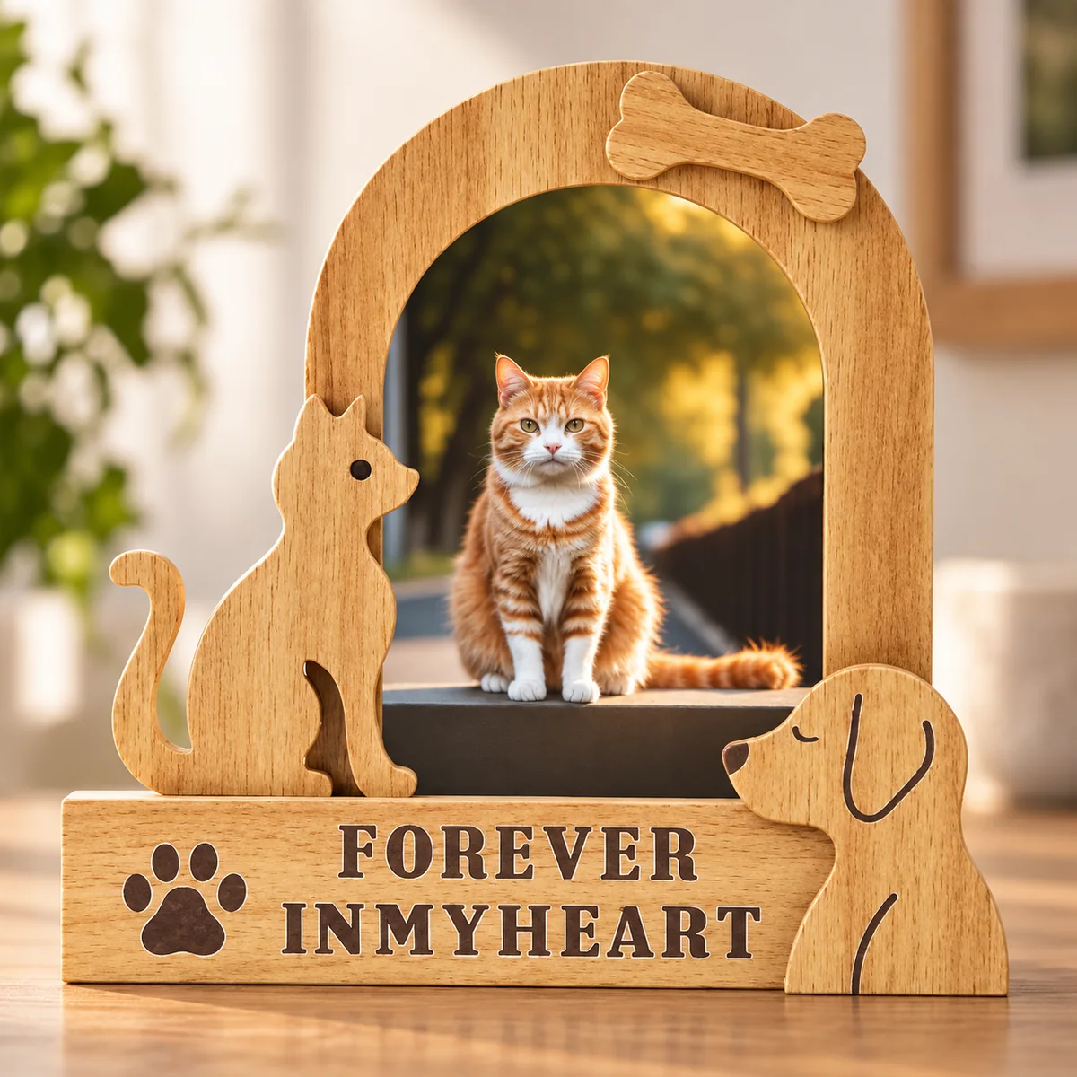 Forever in My Heart Pet Memorial Photo Frame, displayed indoors