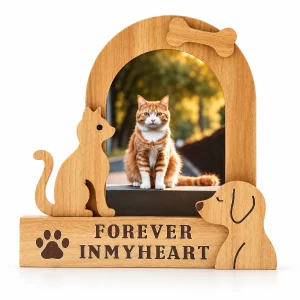 Forever in My Heart Pet Memorial Photo Frame, front view on white