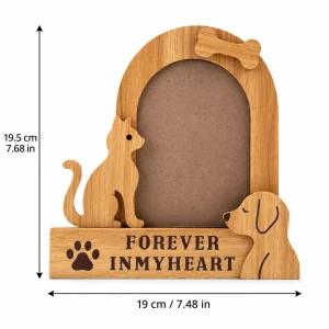 Forever in My Heart Pet Memorial Photo Frame, dimensions in centimeters and inches