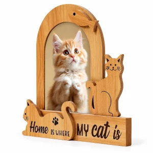 Home Is Where My Cat Is Photo Frame, front view on white