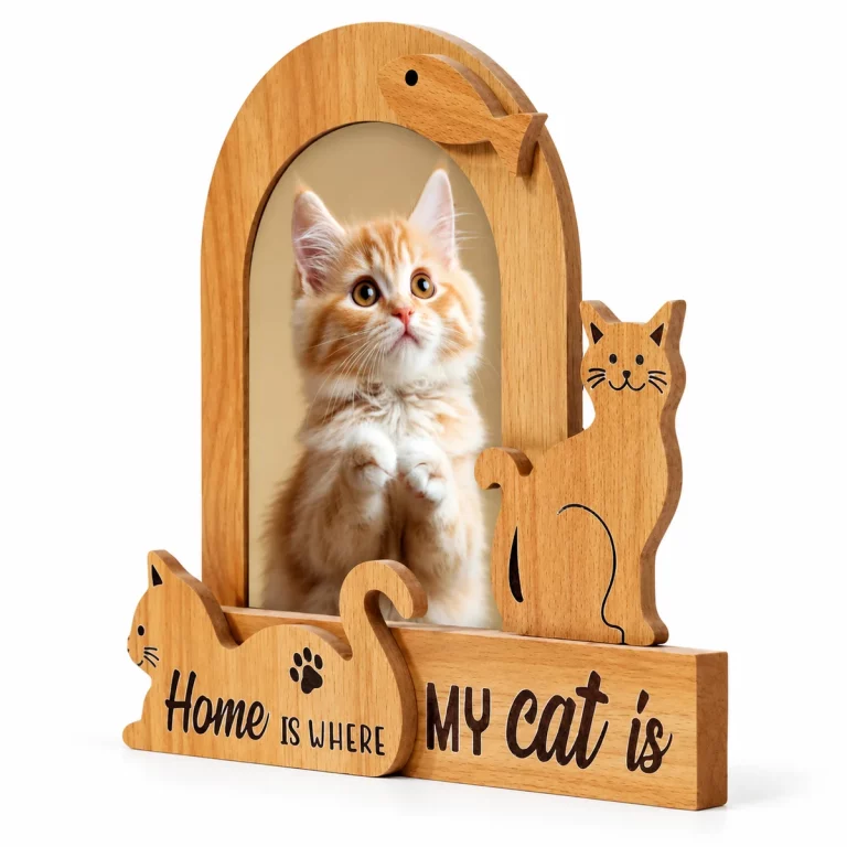 Home Is Where My Cat Is Photo Frame, front view on white