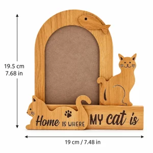 Home Is Where My Cat Is Photo Frame, dimensions in centimeters and inches