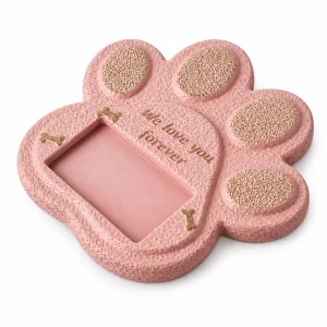 Paw Print Pet Grave Marker with Photo Window, pink finish