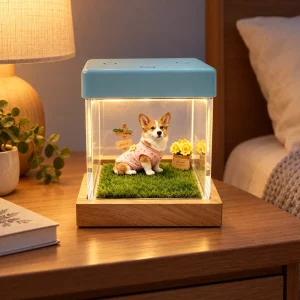 Personalized Pet Hologram Memory Display Box, evening display