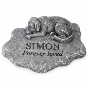Personalized Sleeping Dog Garden Memorial Marker, front view