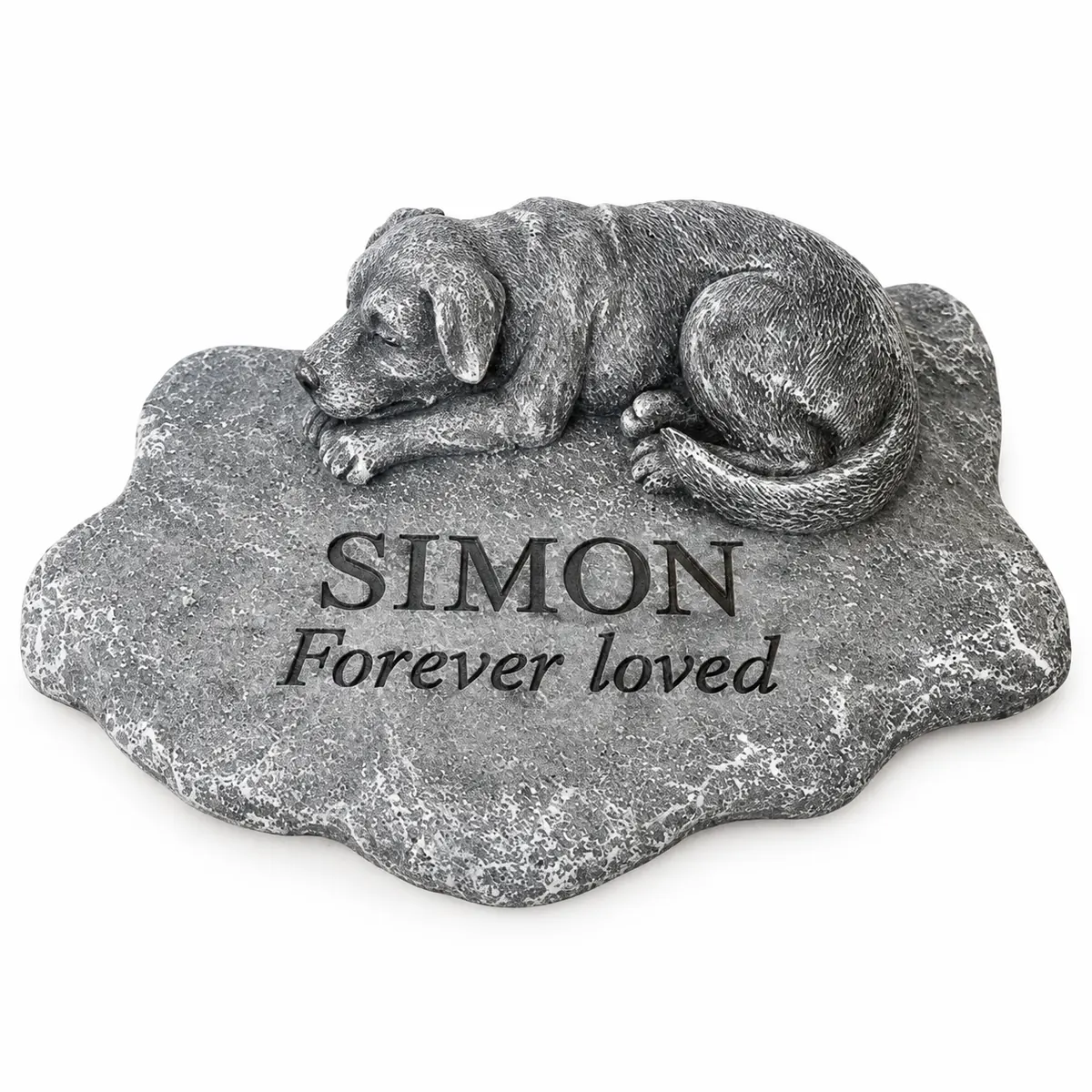 Personalized Sleeping Dog Garden Memorial Marker, front view