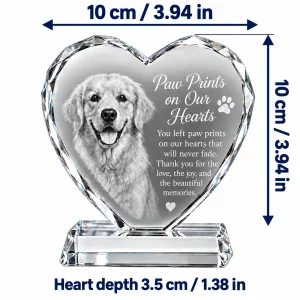 Ten centimeter pet photo crystal heart size diagram excluding support base