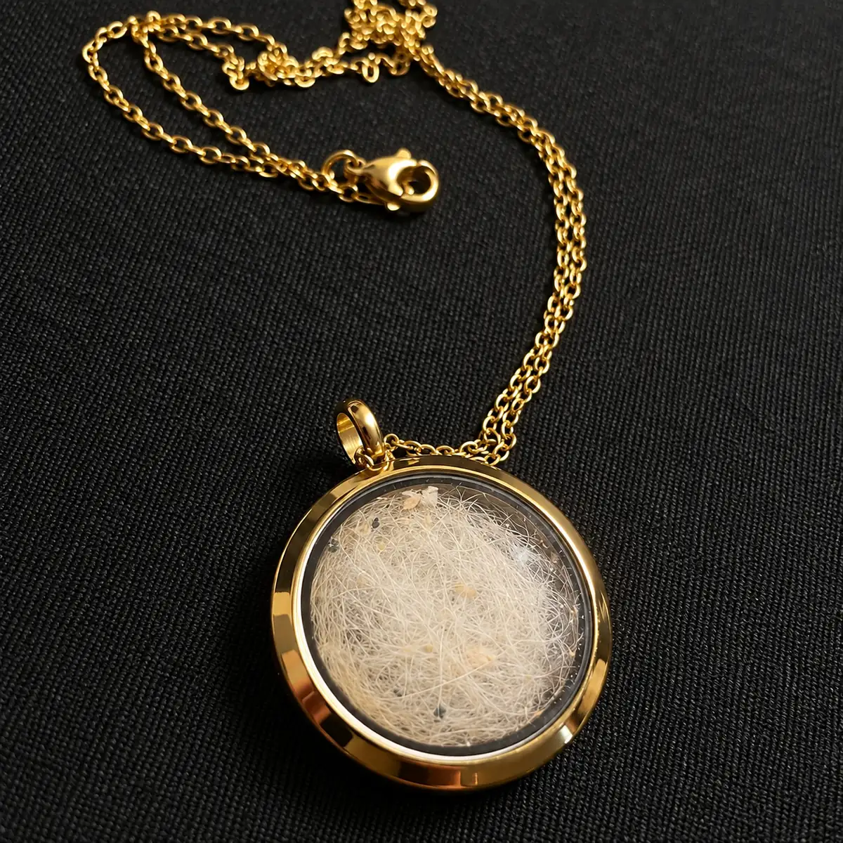 Pet Portrait and Fur Keepsake Locket Necklace, fur keepsake window