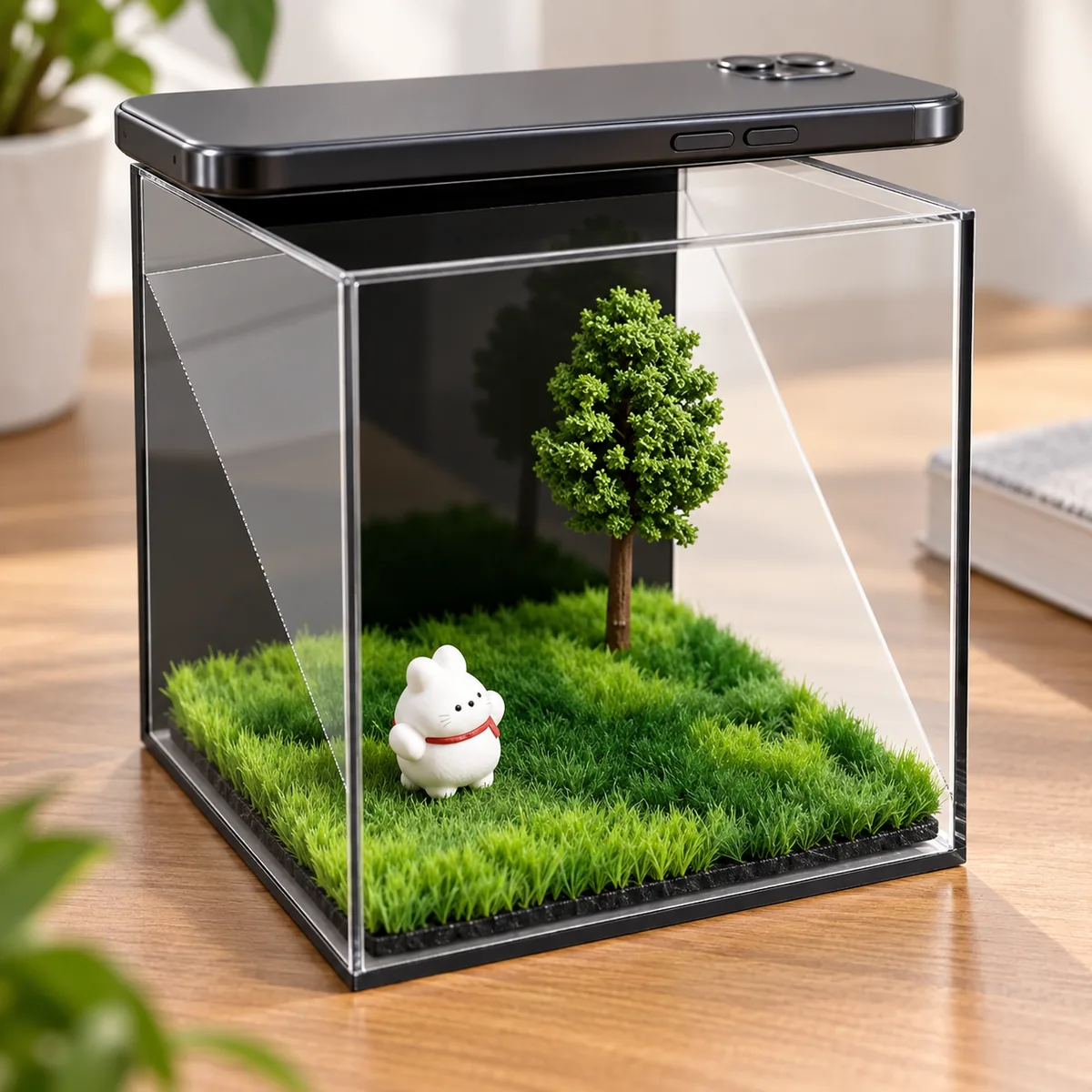 Personalized Pet Hologram Display Box for Smartphone, close-up detail