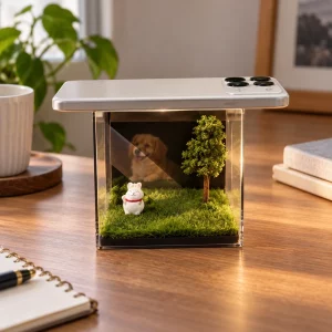 Personalized Pet Hologram Display Box for Smartphone, displayed with a smartphone