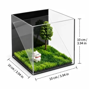 Personalized Pet Hologram Display Box for Smartphone, dimensions in centimeters and inches