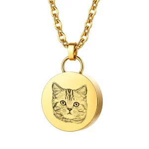 Personalized Round Pet Fur Keepsake Locket Necklace, front view