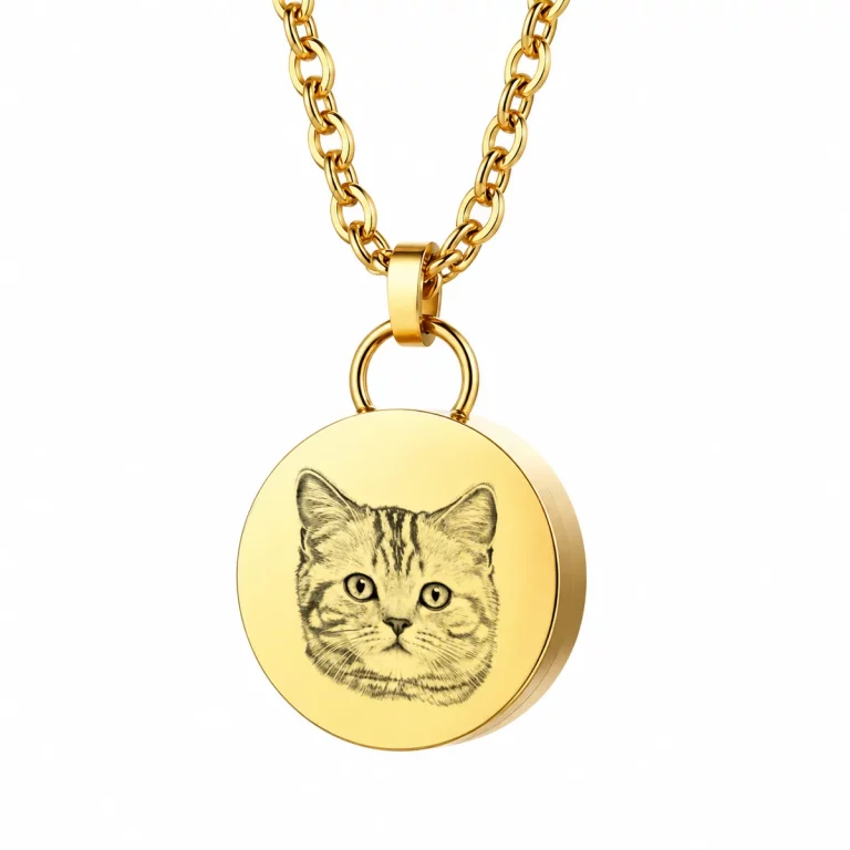 Personalized Round Pet Fur Keepsake Locket Necklace, front view