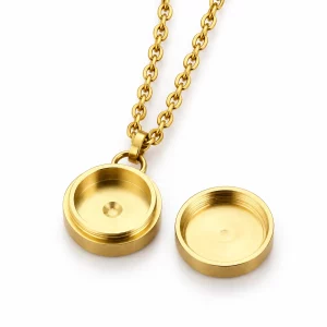 Personalized Round Pet Fur Keepsake Locket Necklace, open compartment
