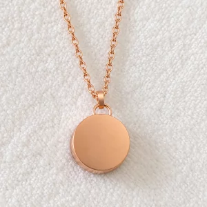 Personalized Round Pet Fur Keepsake Locket Necklace, rose gold color