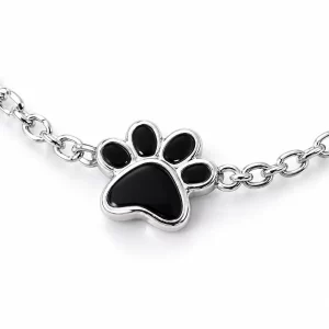 Sterling Silver Three Paw Print Memorial Bracelet, close-up detail