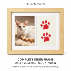 Two-Window Pet Memorial Frame with Paw Print Display, inner frame model 10 inch