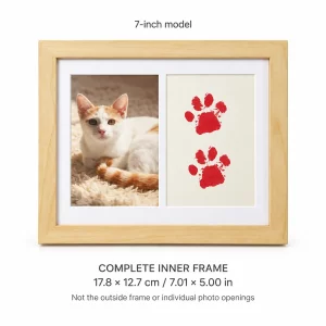 Two-Window Pet Memorial Frame with Paw Print Display, inner frame model 7 inch