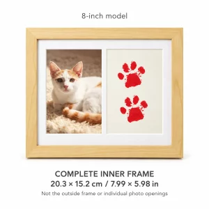 Two-Window Pet Memorial Frame with Paw Print Display, inner frame model 8 inch